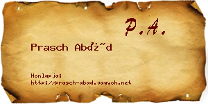 Prasch Abád névjegykártya